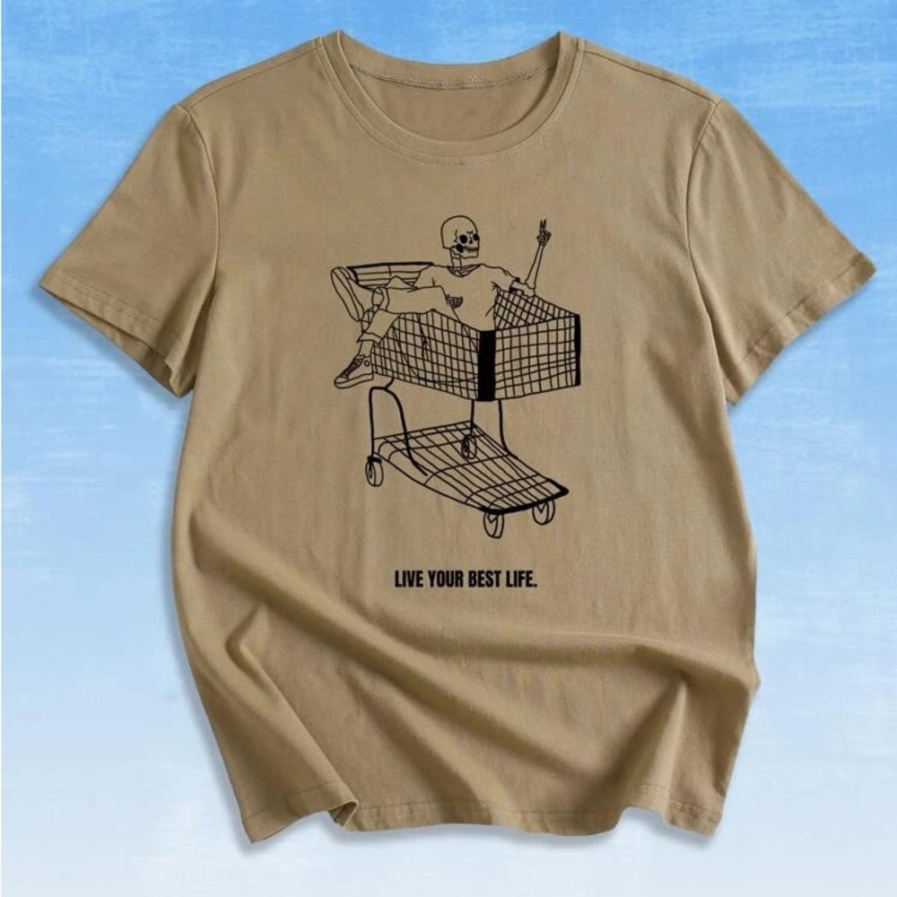 Brown Graphic T-shirt with skeleton!